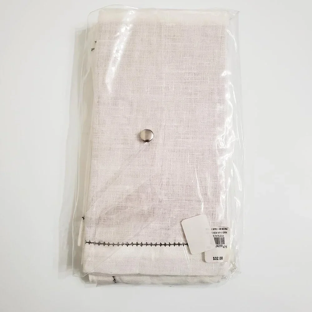 Williams-Sonoma Set of 3 Linen Napkins White 20x20 Russia